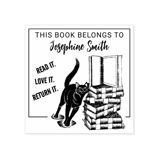 Dit boek behoort tot het Cute Cat Book Rubberstempel (Afrduk)