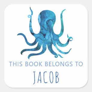 Dit boek behoort tot het Kinder octopus Nautical B Vierkante Sticker