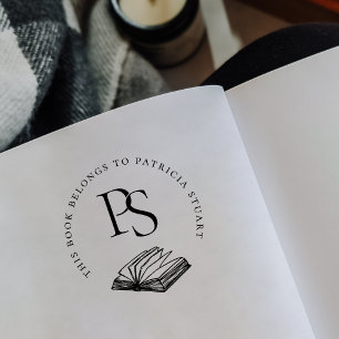 Dit boek behoort tot het monogram met gepersonalis rubberstempel