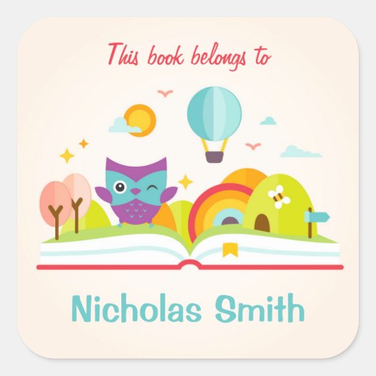 Dit boek behoort tot labels, uil sticker bookplate (Voorkant)