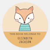 Dit boek behoort tot Leuke vos kinder Ronde Sticker (Voorkant)