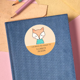 Dit boek behoort tot Leuke vos kinder Ronde Sticker