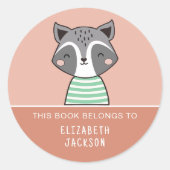 Dit boek behoort tot Leuke wasbeer kinder Ronde Sticker (Voorkant)