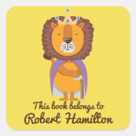 DIT BOEK BEHOORT TOT LION KING MET CROWN VIERKANTE STICKER