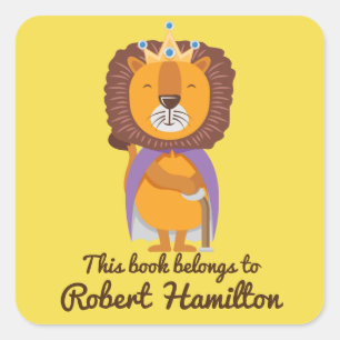 DIT BOEK BEHOORT TOT LION KING MET CROWN VIERKANTE STICKER