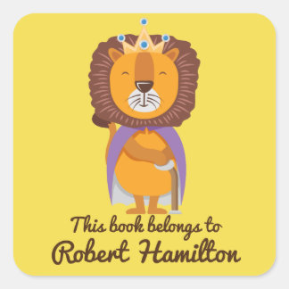 DIT BOEK BEHOORT TOT LION KING MET CROWN VIERKANTE STICKER