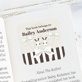 Dit boek behoort tot schattige konijntje Kinder bo Vierkante Sticker