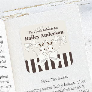 Dit boek behoort tot schattige konijntje Kinder bo Vierkante Sticker