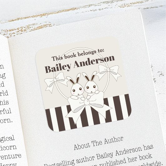 Dit boek behoort tot schattige konijntje Kinder bo Vierkante Sticker