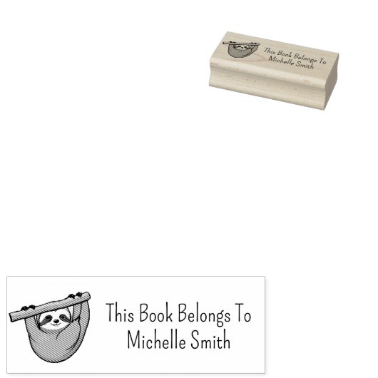 Dit boek behoort tot schattige luiaard op een Tak  Rubberstempel (Gestempeld)