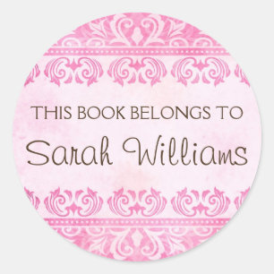 Dit boek behoort tot stickers, roze kledingstuk ronde sticker