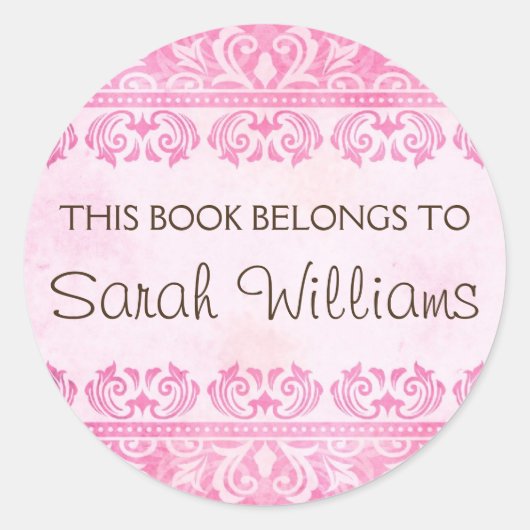 Dit boek behoort tot stickers,  roze kledingstuk ronde sticker (Voorkant)