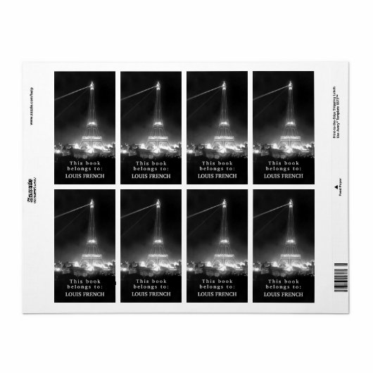 Dit boek hoort bij de Eiffeltoren Paris Bookplate Etiket (Full Sheet)