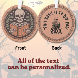 Dit boek is dodelijk skelet lezen Halloween Ornament