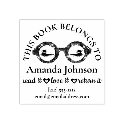 Dit boek is een meisjesroze bril rubberstempel (Afrduk)