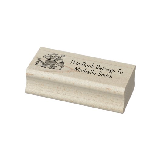 Dit boek is eigendom van, kikker en paddenstoelen  rubberstempel (Stempel)