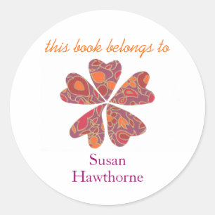 "Dit boek is van" bloeiend hart ex libris Ronde Sticker