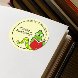 Dit boek is van Boekenwurm Ronde Sticker