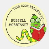Dit boek is van Bookworm Ronde Sticker (Voorkant)