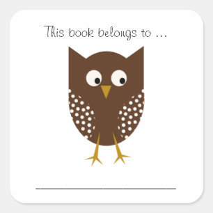 Dit boek is van ... (Bruine Uil) Vierkante Sticker
