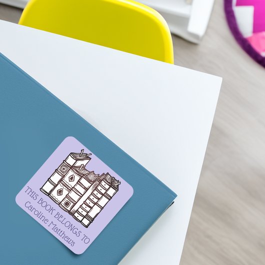 Dit boek is van gepersonaliseerd paars vierkante sticker