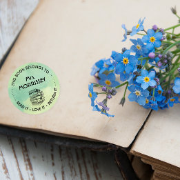 Dit boek is van Gepersonaliseerde waterverf groen Ronde Sticker