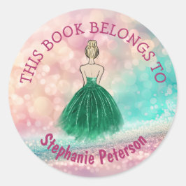 Dit boek is van Gradient - Glitter Rainbow Ronde Sticker