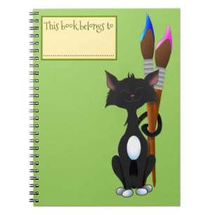 Dit boek is van, Kat en verfkwasten, Groen Notitieboek