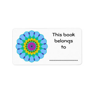 Dit boek is van, Kleurrijke Mandala Stijl Etiket