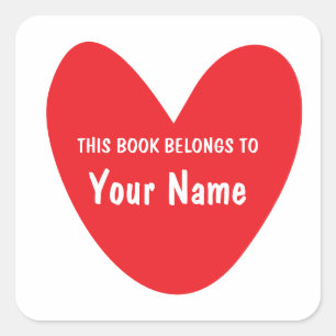 Dit boek is van leuke rode krabbel hart ex libris vierkante sticker