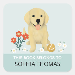 'Dit boek is van' Ophaalhond Kinderen Boekplaat Vierkante Sticker