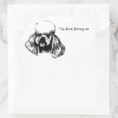 Dit boek is van Poodle Ovale Sticker (Tas)