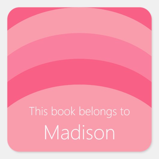 Dit boek is van roze strepen witte naam vierkante sticker (Voorkant)