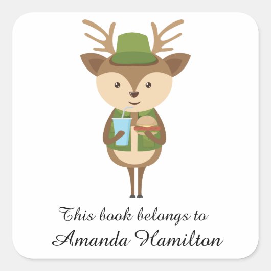 Dit boek is van Schattige Hungry Fawn Vierkante Sticker (Voorkant)