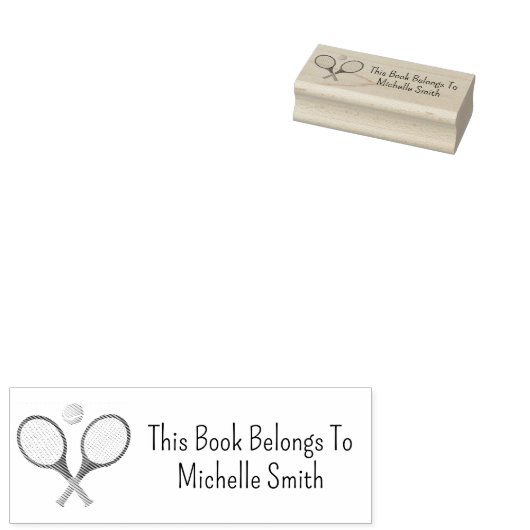 Dit boek is van, tennisbal gepersonaliseerd rubberstempel (Gestempeld)