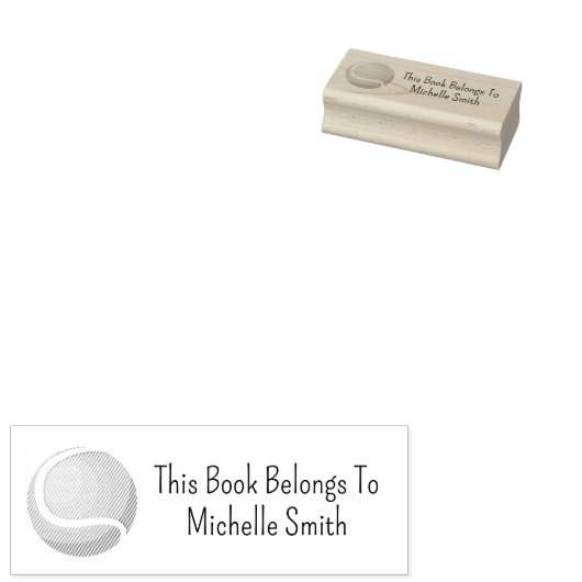 Dit boek is van, tennisbal gepersonaliseerd rubberstempel (Gestempeld)
