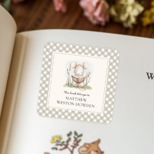 Dit boek is van Woodland Muis Boekplaat Vierkante Sticker