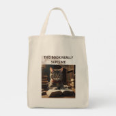 Dit boek past echt bij mij grappige kat tote bag (Achterkant)