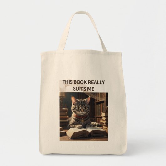Dit boek past echt bij mij grappige kat tote bag (Voorkant)
