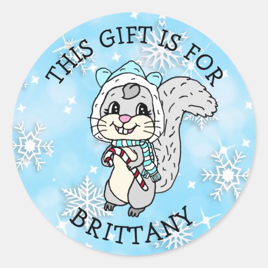 Dit cadeau is voor... Kersteekhoorn Ronde Sticker (Voorkant)