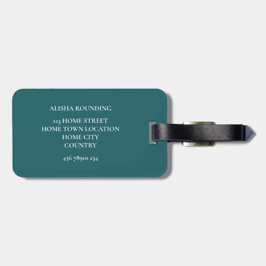 Dit chique gouden en smaragd Victoriaans kantmonog Bagagelabel (Achterkant horizontaal)