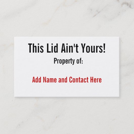 Dit Deksel is geen van u! Visitekaartje (Voorkant)