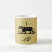 Dit elegante patroon goud zwart monogram koffiemok (Center)