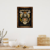 Dit embleem van de stad Sawtelle Poster (Keuken)