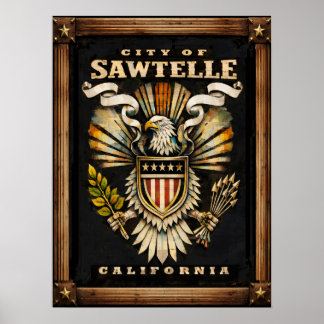 Dit embleem van de stad Sawtelle Poster