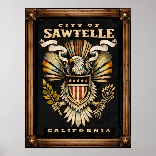 Dit embleem van de stad Sawtelle Poster (Voorkant)