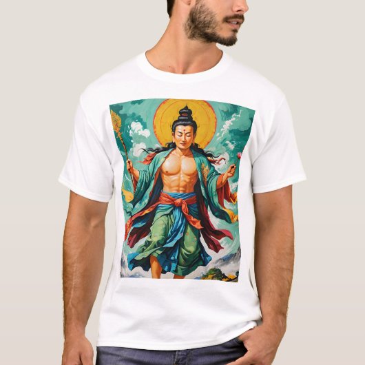 Dit fascinerende kunstwerk toont een tijdreizende t-shirt (Voorkant)