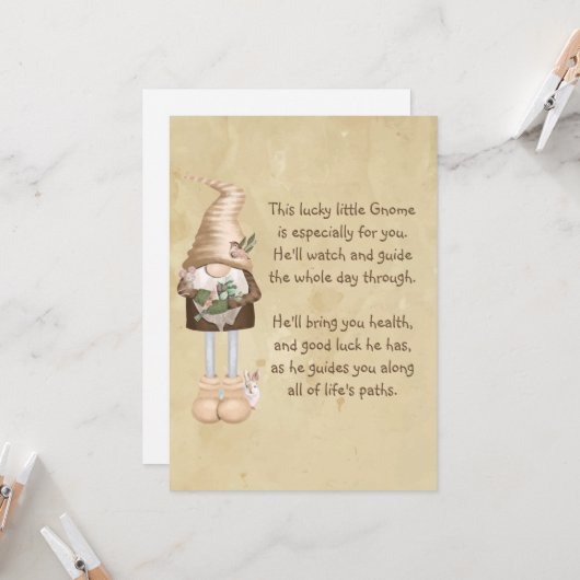 Dit gelukkige kleine Gnome Succes & Gezondheid Kaart (Voorkant / Achterkant in situ)