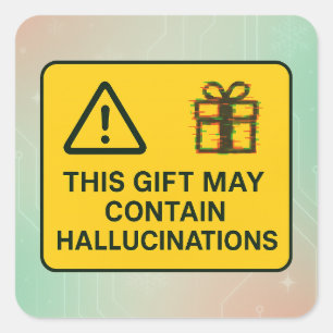 Dit geschenk kan hallucinaties bevatten - grappige vierkante sticker