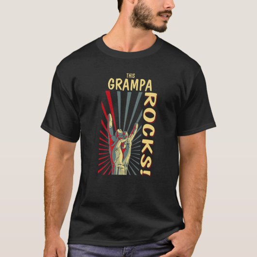 Dit Grampa Rocks  Retro concert 70-80's T-shirt (Voorkant)